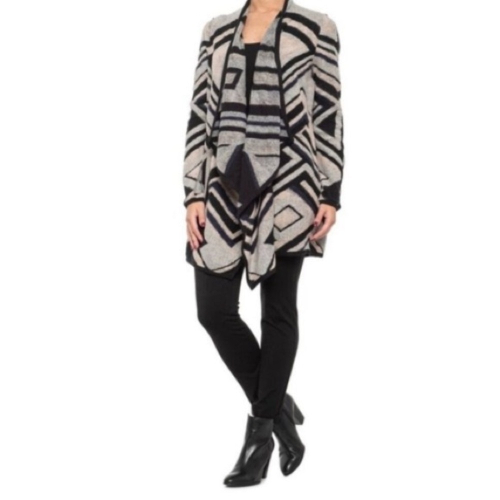 Lucky Brand Intarsia Draped Geometric Cardigan